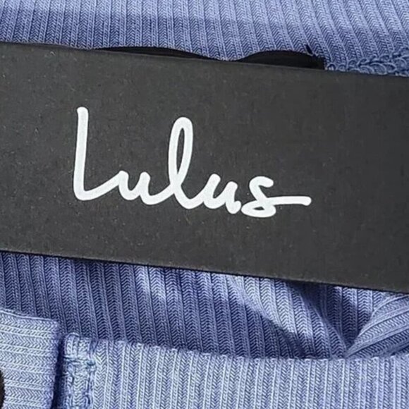 2/$30 Lulus Blue Ribbed Henley Cropped Tee Size S | Casual Stretch Knit Top - Picture 6 of 7